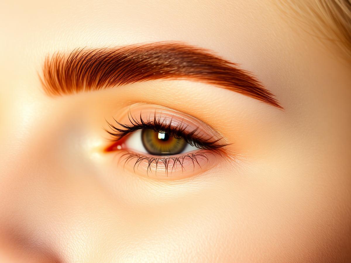 Close up of a tinted dark eyebrow