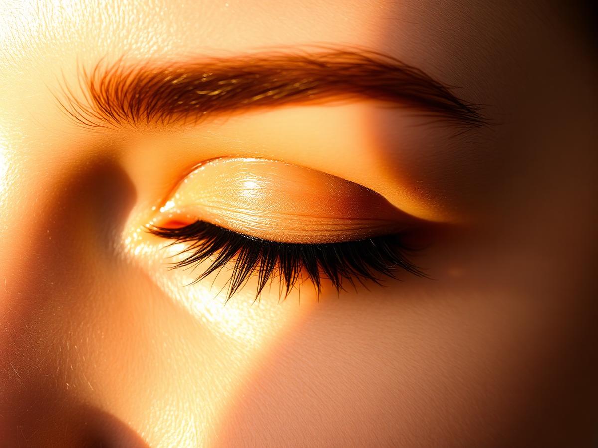 Close up of darkened tinted natural lashes